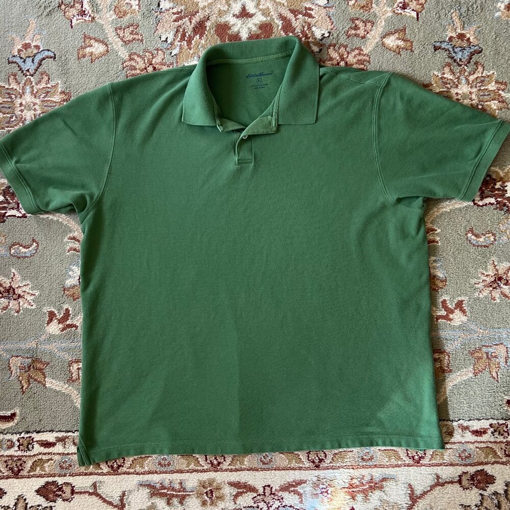 Eddie Bauer Men's Polo Shirt, Short Sleeve, Men's XL, Green, 100% Cotton